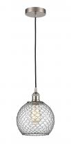 Innovations Lighting 616-1P-SN-G122-8CBK - Farmhouse Chicken Wire - 1 Light - 8 inch - Brushed Satin Nickel - Cord hung - Mini Pendant