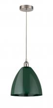  616-1P-SN-MBD-12-GR-LED - Plymouth - 1 Light - 12 inch - Brushed Satin Nickel - Cord hung - Mini Pendant