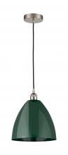 Innovations Lighting 616-1P-SN-MBD-12-GR-LED - Plymouth - 1 Light - 12 inch - Brushed Satin Nickel - Cord hung - Mini Pendant