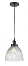 Innovations Lighting 616-1PH-BK-G222-LED - Seneca Falls - 1 Light - 10 inch - Matte Black - Cord hung - Mini Pendant