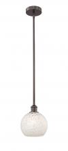  616-1S-OB-G1216-8WM - White Mouchette - 1 Light - 8 inch - Oil Rubbed Bronze - Stem Hung - Mini Pendant