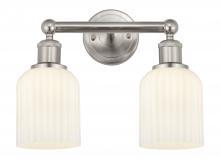  616-2W-SN-G559-5GWH - Bridal Veil - 2 Light - 14 inch - Brushed Satin Nickel - Bath Vanity Light