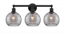  616-3W-BK-G1213-8SM - Athens Deco Swirl - 3 Light - 26 inch - Matte Black - Bath Vanity Light