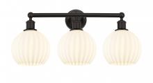  616-3W-OB-G1217-8WV - White Venetian - 3 Light - 26 inch - Oil Rubbed Bronze - Bath Vanity Light