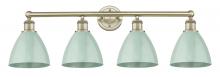  616-4W-AB-MBD-75-SF - Plymouth - 4 Light - 35 inch - Antique Brass - Bath Vanity Light