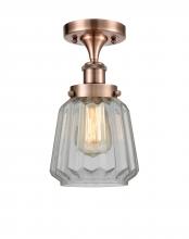 Innovations Lighting 916-1C-AC-G142 - Chatham - 1 Light - 6 inch - Antique Copper - Semi-Flush Mount