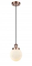 Innovations Lighting 916-1P-AC-G201-6 - Beacon - 1 Light - 6 inch - Antique Copper - Cord hung - Mini Pendant