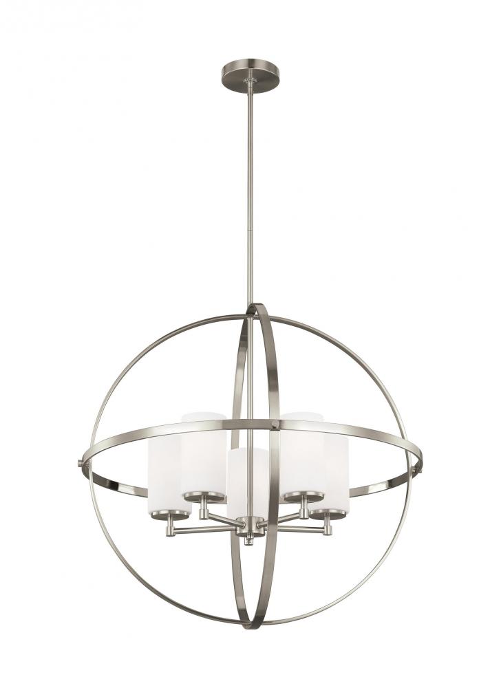 Alturas contemporary 5-light indoor dimmable ceiling chandelier pendant light in brushed nickel silv