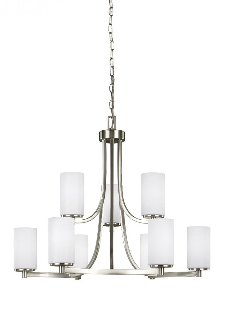 Hettinger transitional 9-light indoor dimmable ceiling chandelier pendant light in brushed nickel si