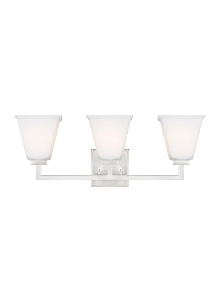 Ellis Harper classic 3-light indoor dimmable bath vanity wall sconce in brushed nickel silver finish