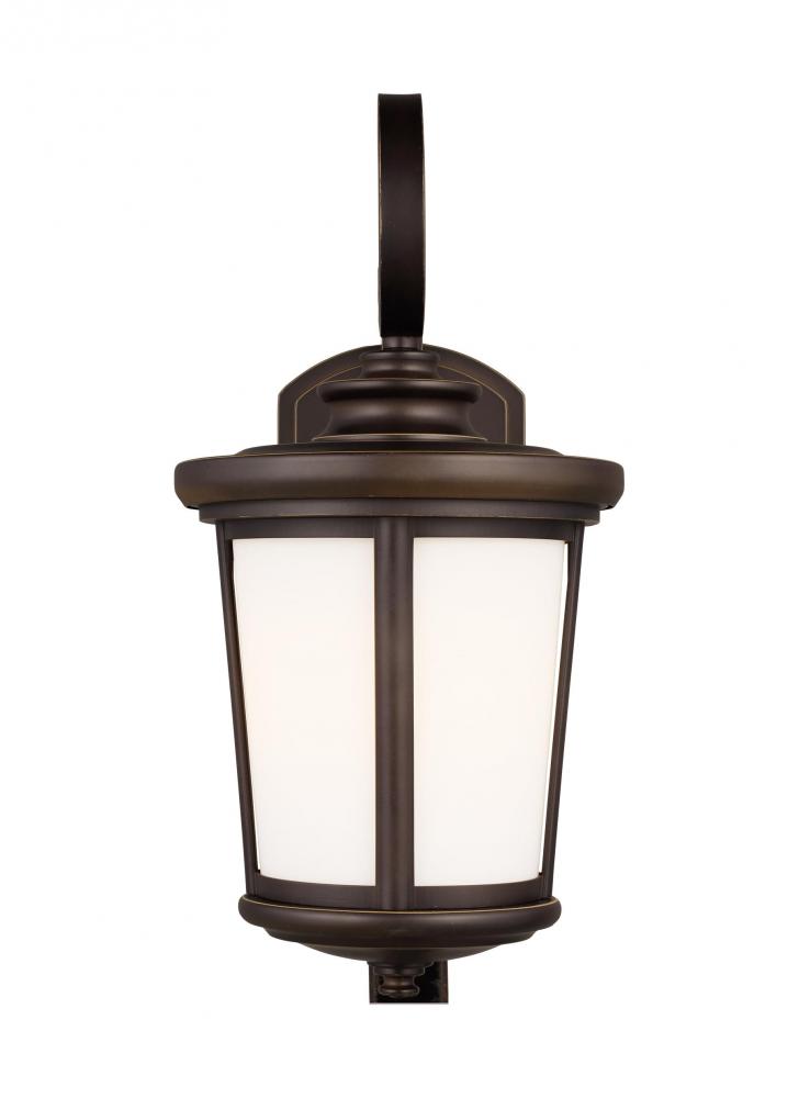 Eddington modern 1-light outdoor exterior medium wall lantern sconce in antique bronze finish with c