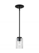 Generation Lighting 61170-112 - Oslo indoor dimmable 1-light mini pendant in a midnight black finish with a clear seeded glass shade