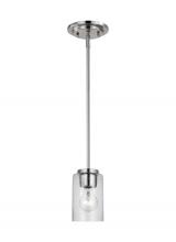 Generation Lighting 61170-962 - Oslo indoor dimmable 1-light mini pendant in a brushed nickel finish with a clear seeded glass shade