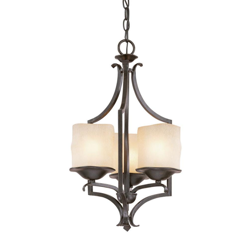 Three Light Raw Umber Foyer Hall Pendant