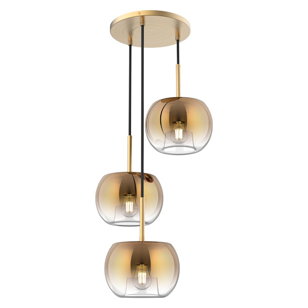 Samar 14-in Brushed Gold/Copper 3 Lights Chandeliers