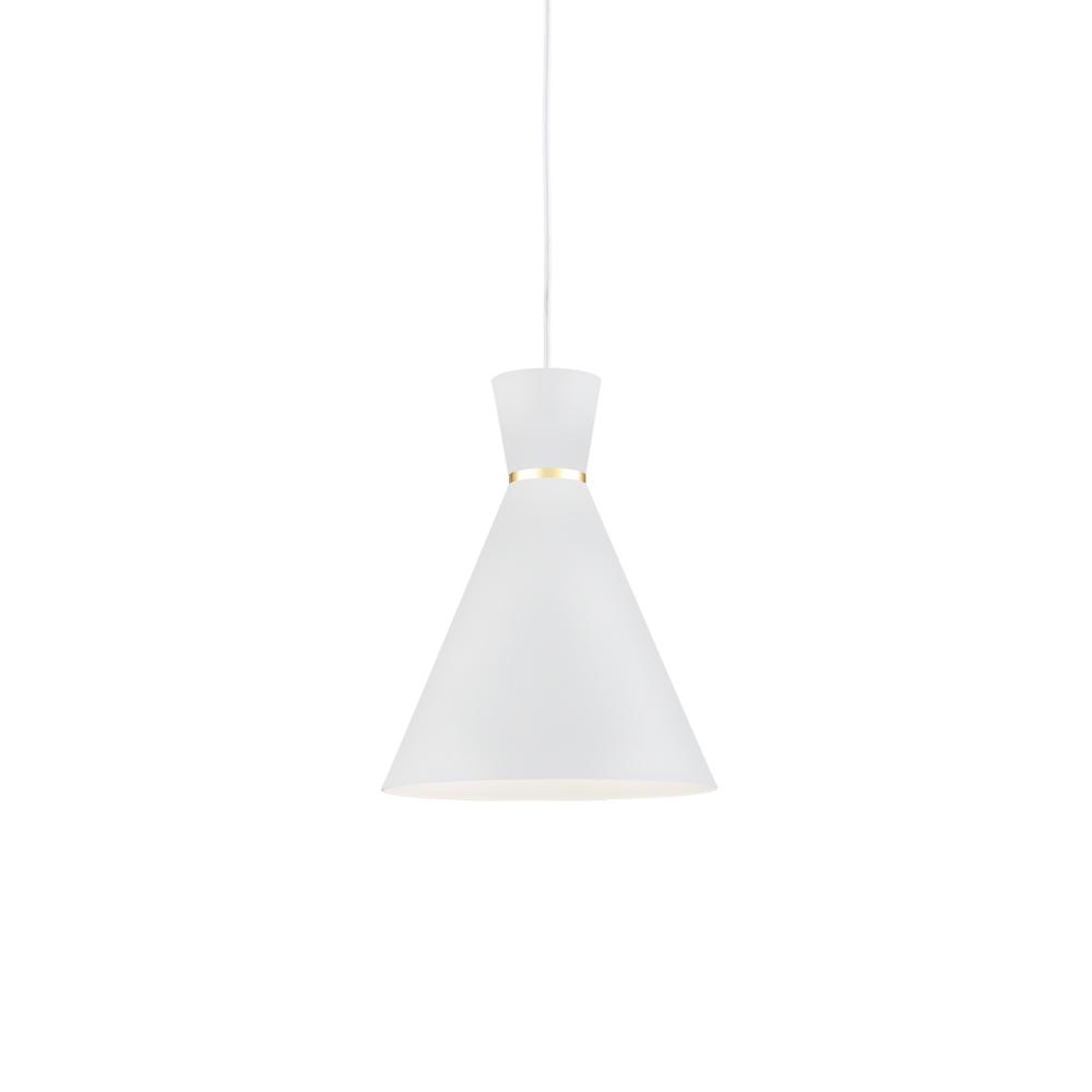 Vanderbilt 10-in White With Gold Detail 1 Light Pendant