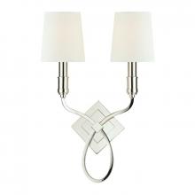  422-PN-WS - 2 LIGHT WALL SCONCE w/WHITE SHADE