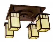 Arroyo Craftsman HCM-4L/4EAM-BK - 4" huntington 4 light ceiling mount without overlay (empty)