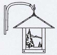 Arroyo Craftsman TRB-16MNAM-BK - 16" timber ridge wall bracket with mountain filigree