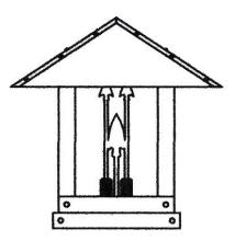 Arroyo Craftsman TRC-16ARAM-BK - 16" timber ridge column mount with arrow filigree