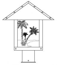 Arroyo Craftsman TRP-12PTF-AB - 12" timber ridge post mount with palm tree  filigree