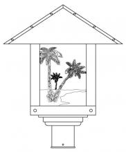 Arroyo Craftsman TRP-16PTWO-RB - 16" timber ridge post mount with palm tree  filigree