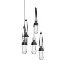  131127-SKT-LONG-89-ZM0434 - Link 5-Light Clear Glass Pendant