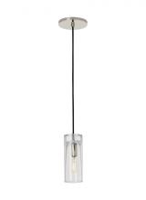  SLPD277CN - Sean Lavin Horizon 1-light dimmable small accent pendant with polished nickel finish and glass shade