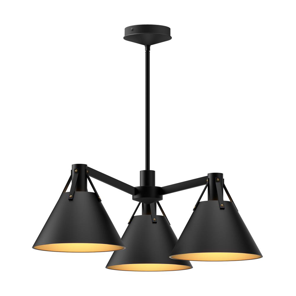 Archer 25-in Matte Black 3 Lights Chandeliers