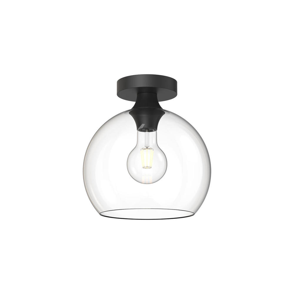 Castilla 10-in Clear Glass/Matte Black 1 Light Flush Mount