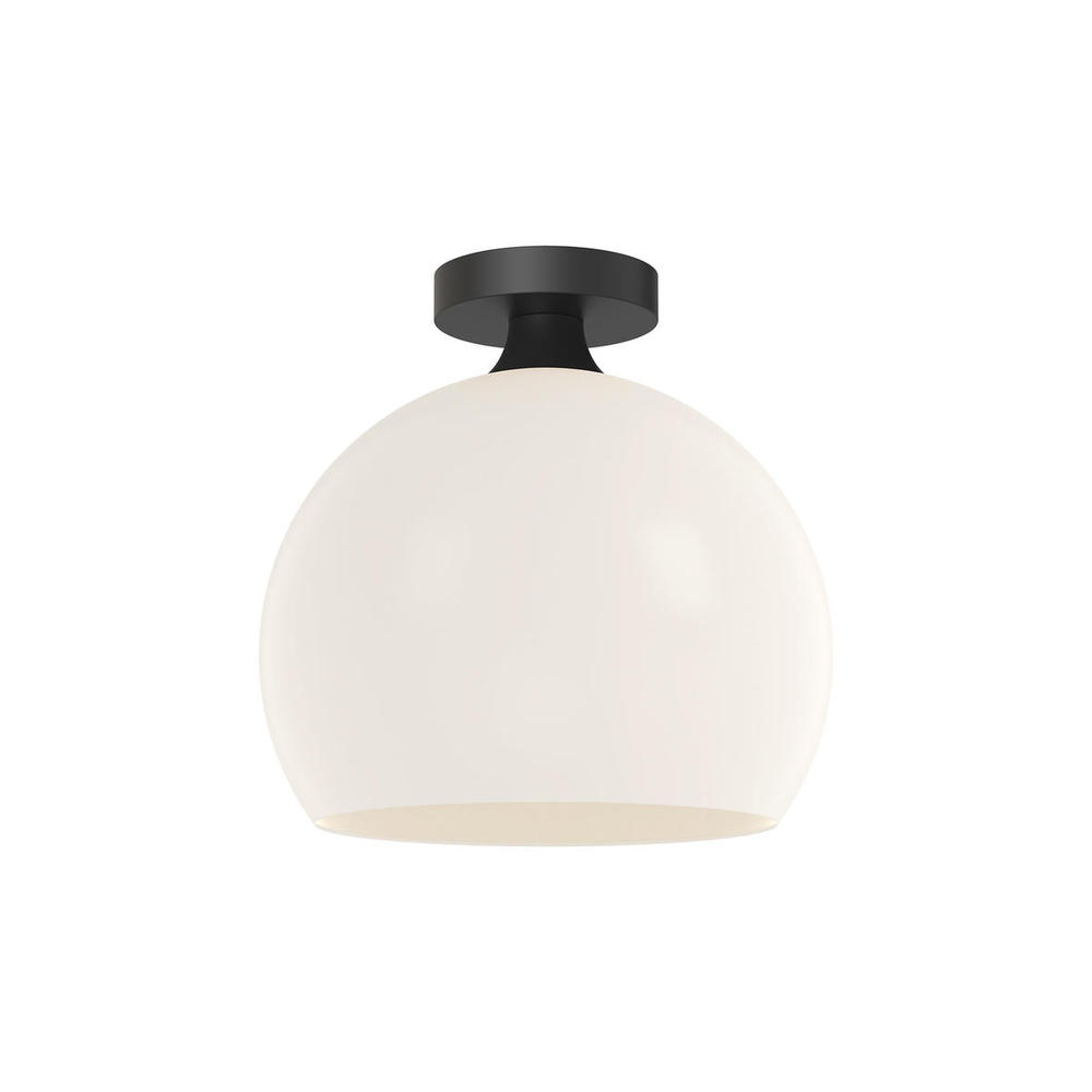 Castilla 12-in Matte Black/Opal Matte Glass 1 Light Flush Mount