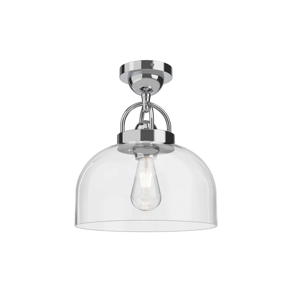 Lancaster 12-in Chrome 1 Light Semi Flush Mount