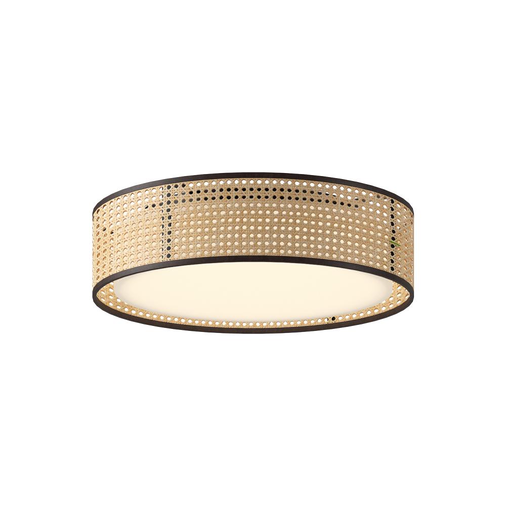 Lyla 16-in Rattan LED Flush Mount