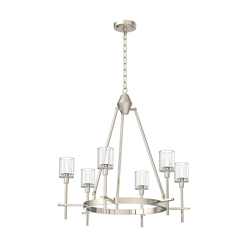 SALITA 6 LIGHT CHANDELIER POLISHED NICKEL CLEAR CRYSTAL