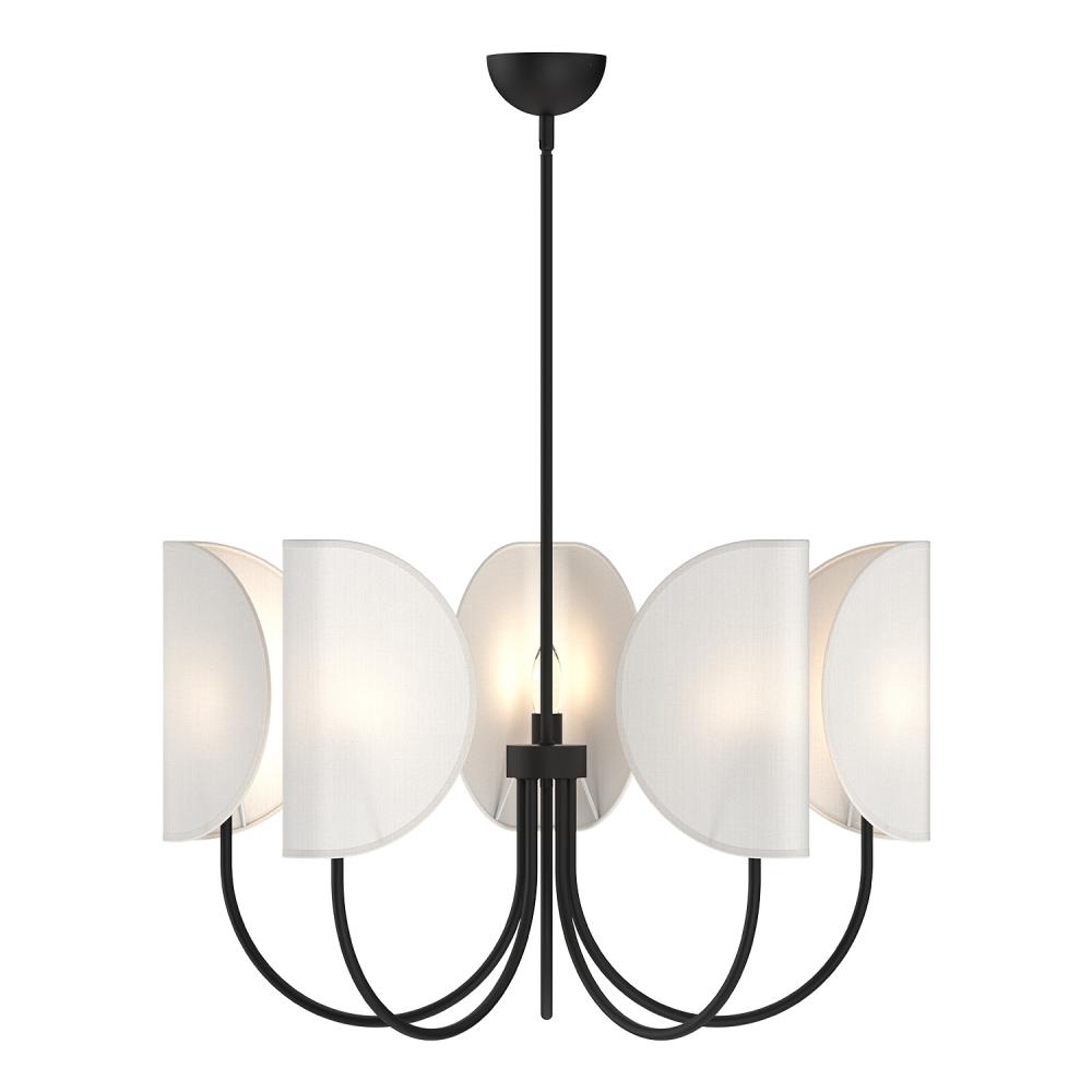 Seno 32-in Matte Black/White Cotton Fabric 5 Lights Chandeliers