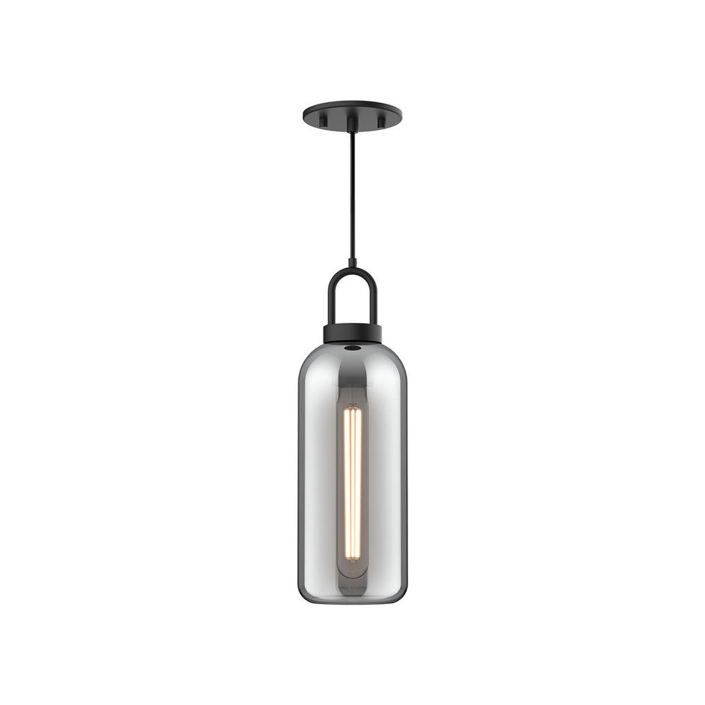 Soji 5-in Matte Black/Smoked Solid Glass 1 Light Pendant