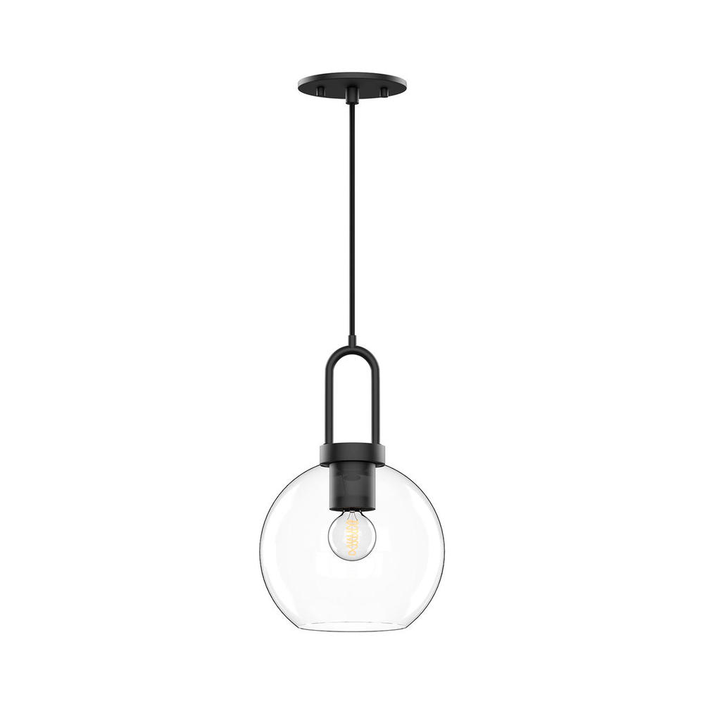 Soji 8-in Clear Glass/Matte Black 1 Light Pendant