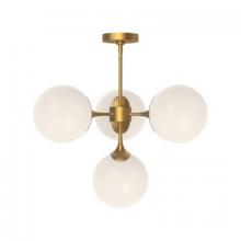 Alora Lighting CH505426AGOP - Nouveau 26-in Aged Gold/Opal Matte Glass 4 Lights Chandeliers