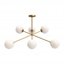 Alora Lighting CH549640AGOP - Cassia 40-in Aged Gold/Opal Matte Glass 6 Lights Chandeliers