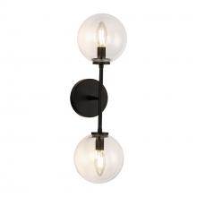 Alora Lighting WV549220MBCL - Cassia 20-in Matte Black/Clear Glass 2 Lights Wall Vanity