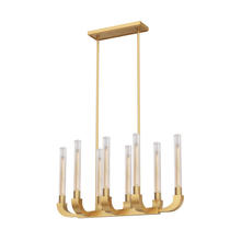 Alora Lighting LP316008VBCR - FLUTE 8 LIGHT LINEAR PENDANT VINTAGE BRASS CLEAR RIBBED GLASS