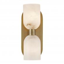 Alora Lighting WV338902VBAR - Lucian 11-in Vintage Brass/Alabaster 2 Lights Wall/Vanity