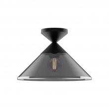  SF521012MBSM - Mauer 12-in Matte Black/Smoked 1 Light Semi Flush Mount