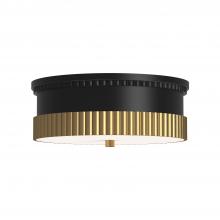 Alora Lighting FM416114MBBG - Rue 14-in Matte Black/Brushed Gold 3 Lights Flush Mount