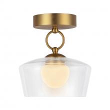  SF443308BGCL-UNV - Leota 8-in Brushed Gold/Clear Glass LED Semi-Flush Mount