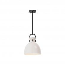 Alora Lighting PD411811MBGO - Waldo 11-in Matte Black/Glossy Opal Glass 1 Light Pendant