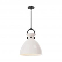 Alora Lighting PD411814MBGO - Waldo 14-in Matte Black/Glossy Opal Glass 1 Light Pendant