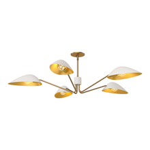 Alora Lighting PD550545WHAG - Oscar 46-in Aged Gold/White 5 Lights Pendant