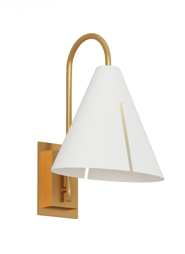 Cambre modern 1-light integrated LED indoor dimmable small task wall sconce in burnished brass gold