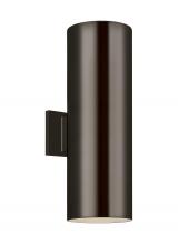 Visual Comfort & Co. Studio Collection 8313902-10 - Outdoor Cylinders transitional 2-light outdoor exterior large wall lantern sconce in bronze finish w
